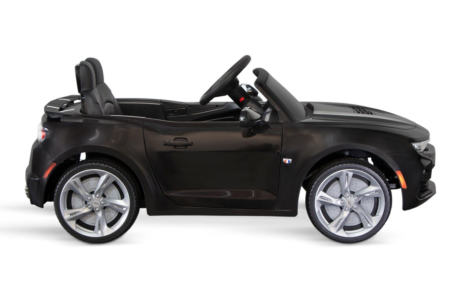 2SS Elektro-Kinderauto Camaro Schwarz Chevrolet 35W 12V/7Ah Kinderauto Lizenz 2x mit Smarty