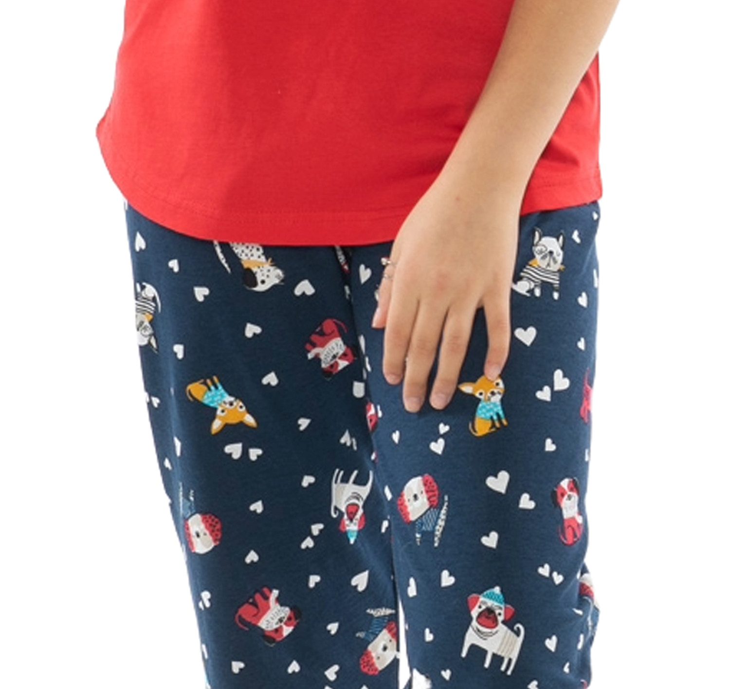 Vienetta Schlafanzug Kids (Set, 2 tlg., 2-teilig) Mädchen Pyjama Shorty Bermuda-Hose Kurzarm Baumwolle