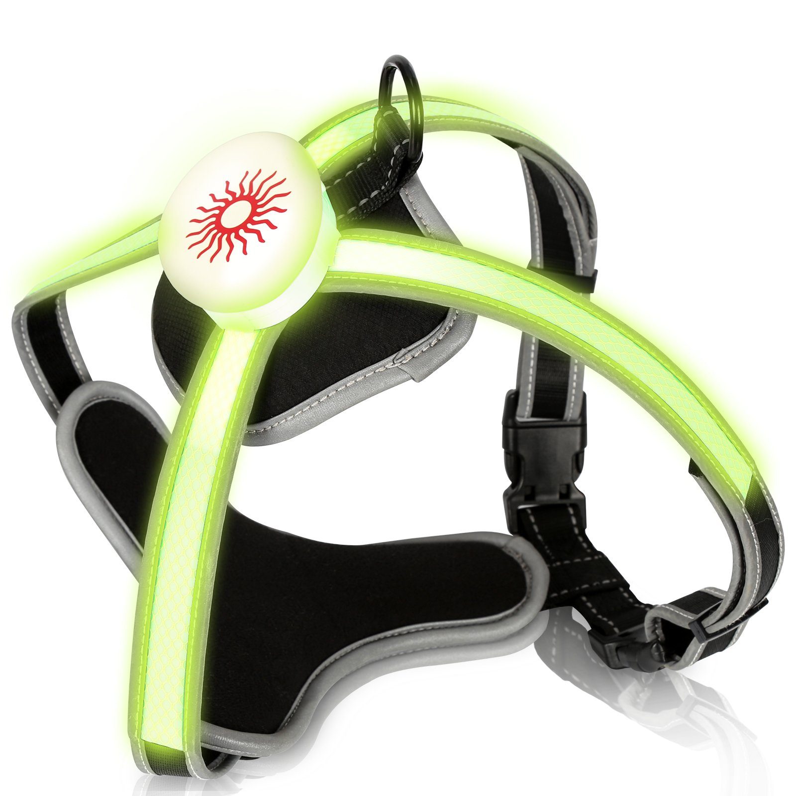 Lospitch Hunde-Geschirr LED Hundegeschirr Wiederaufladbare Reflektierend  Brustgeschirr