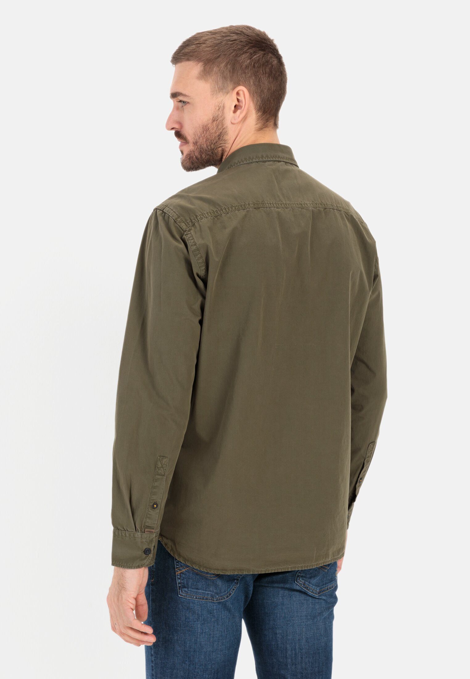 camel active Langarmhemd aus reiner Baumwolle Langarm Button-Down Button-Do günstig online kaufen