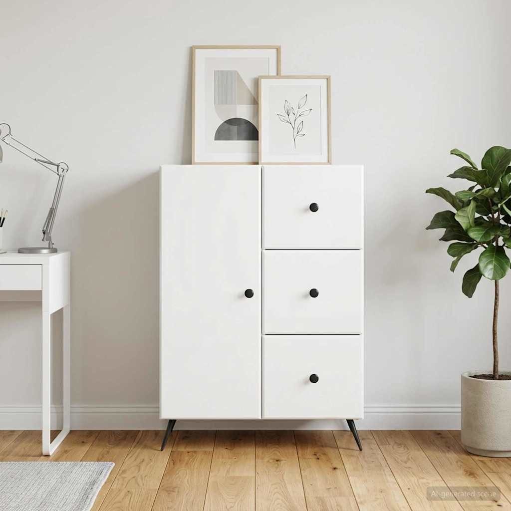 furnicato Buffet Sideboard 66 x 34,5 x 90 cm Hochglanz weiß