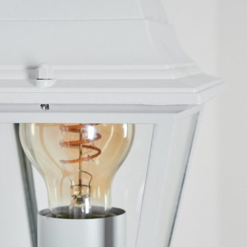 hofstein Außen-Wandleuchte Wandlampe mit Bewegungsmelder aus Metall/Glas in Weiß/Klar, ohne Leuchtmittel, Wandleuchte im Design, E27, ohne Leuchtmittel