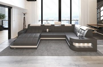 Sofa Dreams Wohnlandschaft Ledersofa Wave Mini U Form, Designersofa