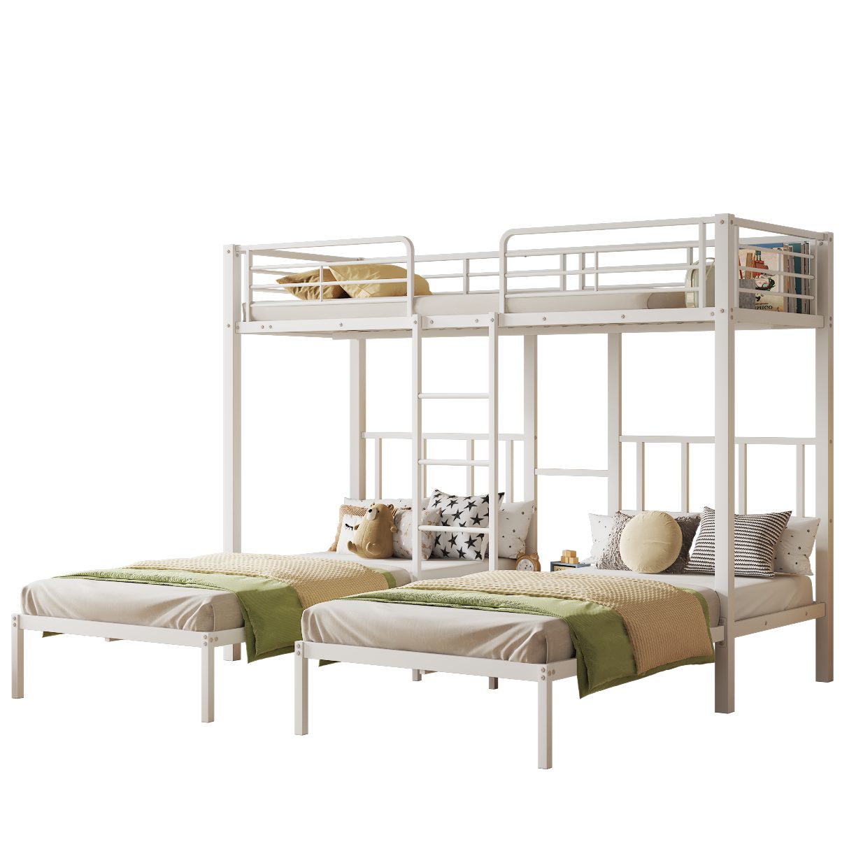 Merax Etagenbett, 90x200cm Kinderbett Dreierbett Metallbett günstig online kaufen