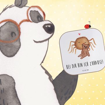Mr. & Mrs. Panda Getränkeuntersetzer Spinne Agathe Teddy - Weiß - Geschenk, Miteinander, Glasuntersetzer, 1-tlg., Liebevolle Motive