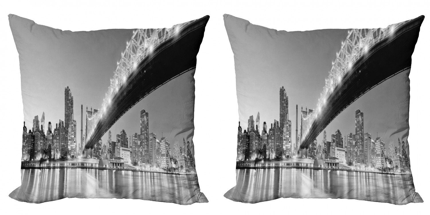 (2 Accent Doppelseitiger Bridge Modern NYC Queensboro Stück), Abakuhaus Manhattan Digitaldruck, Kissenbezüge