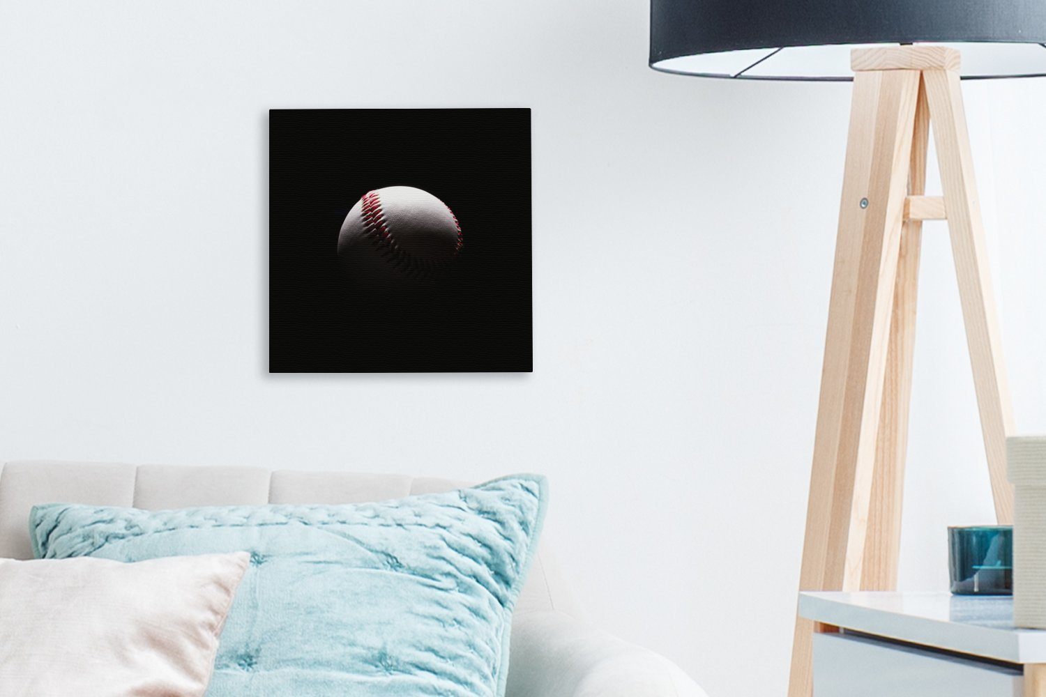 schwarzem Bilder für St), Wohnzimmer OneMillionCanvasses® Ein Baseball (1 auf Schlafzimmer Hintergrund, Leinwandbild Leinwand