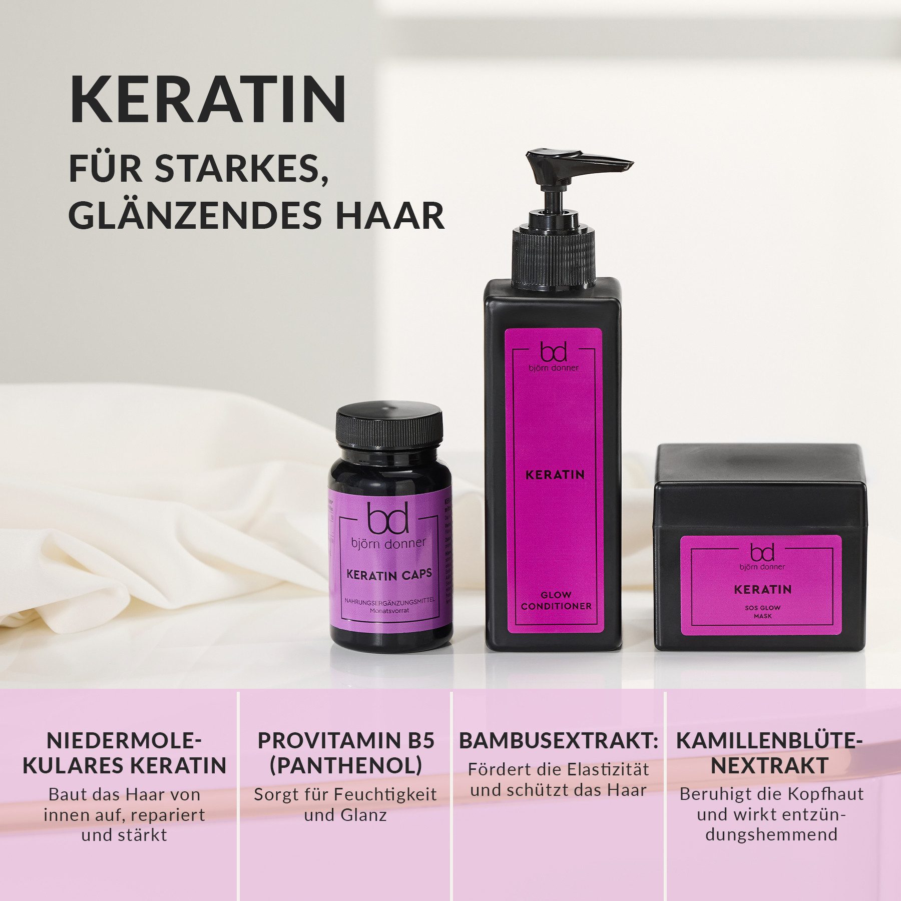 Björn Donner Haarspray "Keratin Structure Voluminizer Hairspay", 2-tlg., 2x 300ml, ; Volumen-Haarspray, Haarstyling, Friseurprodukt, Haarstyling