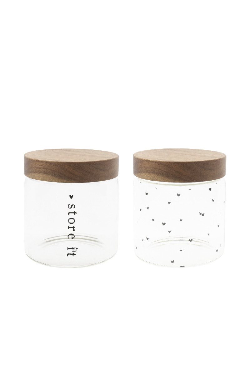 Bastion Collections Aufbewahrungsdose Vorratsdose 2er Set - HEARTS & STORE IT - transparent