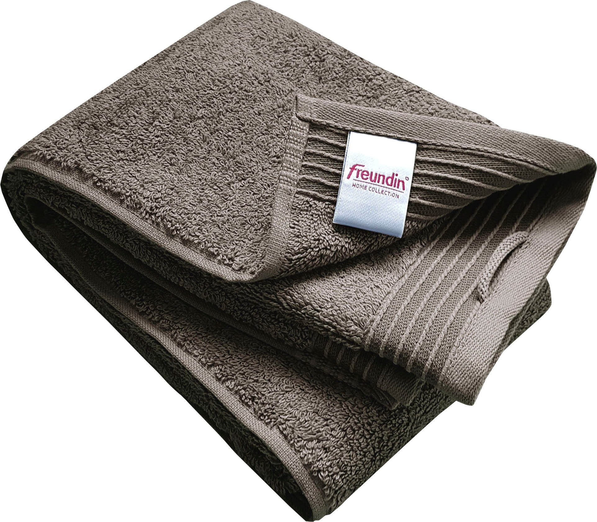 freundin Home Collection Duschtuch Freundin Home Duschtuch, Walkfrottier (1-St), mit geflochtener Kordel zum Aufhängen taupe