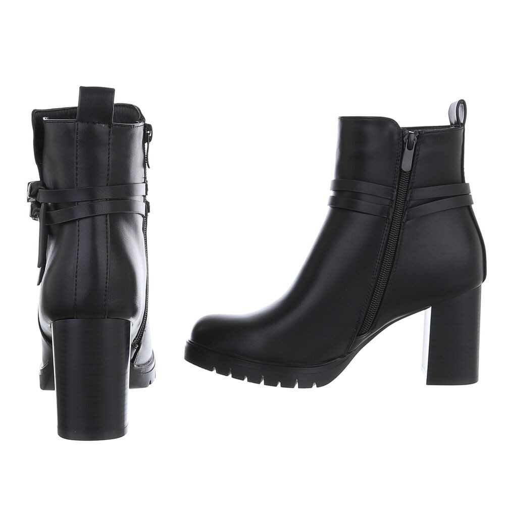 Ital-Design Elegante Absatzboots mit Riemchen und Schnallen High-Heel-Stiefelette (90514910) Blockabsatz Stiefeletten in Schwarz – Bild 5 von 5