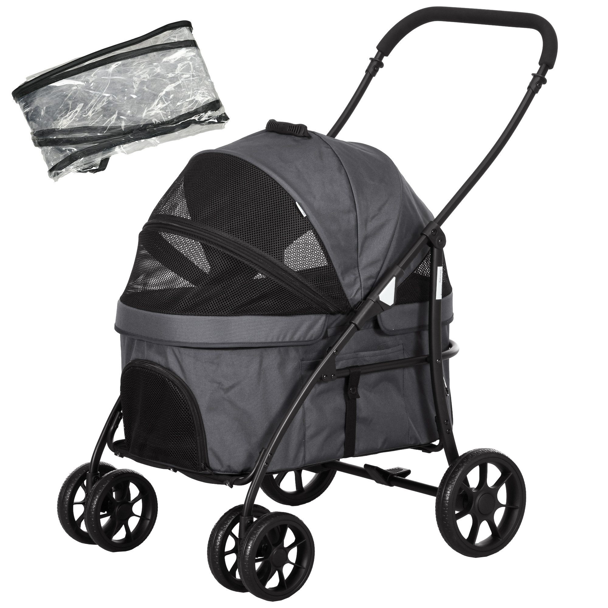 Hundebuggy 2 in 1 Hundebuggy Haustierwagen mit Regenschutz