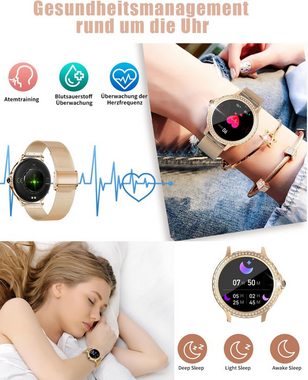 Xeletu Damen's Telefonfunktion Fitness Tracker IP68 wasserdicht Smartwatch (1,32 Zoll, Android/iOS), mit Schlafmonitor, SpO2 Menstruationszyklus, 100+Sportmodi Kalorien