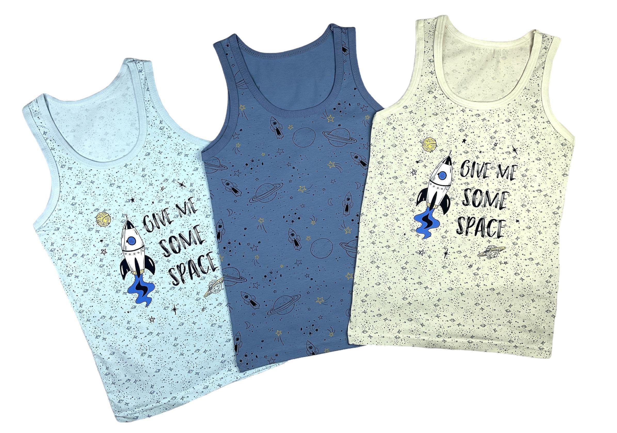 LOREZA Unterhemd 5er Set Jungen Unterhemden - Space - Bunt (Spar-Packung, 5-St., 5er Pack)