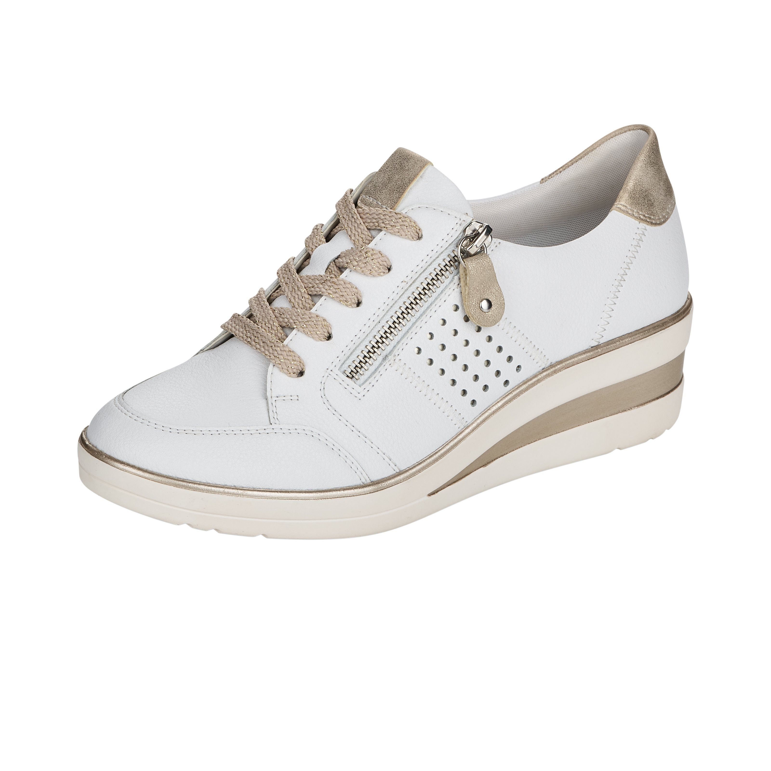 Remonte Damen Sneaker D1G08 - Bequeme Halbschuhe Mit Lite'n'Soft Technologie | Schwarz-Gold