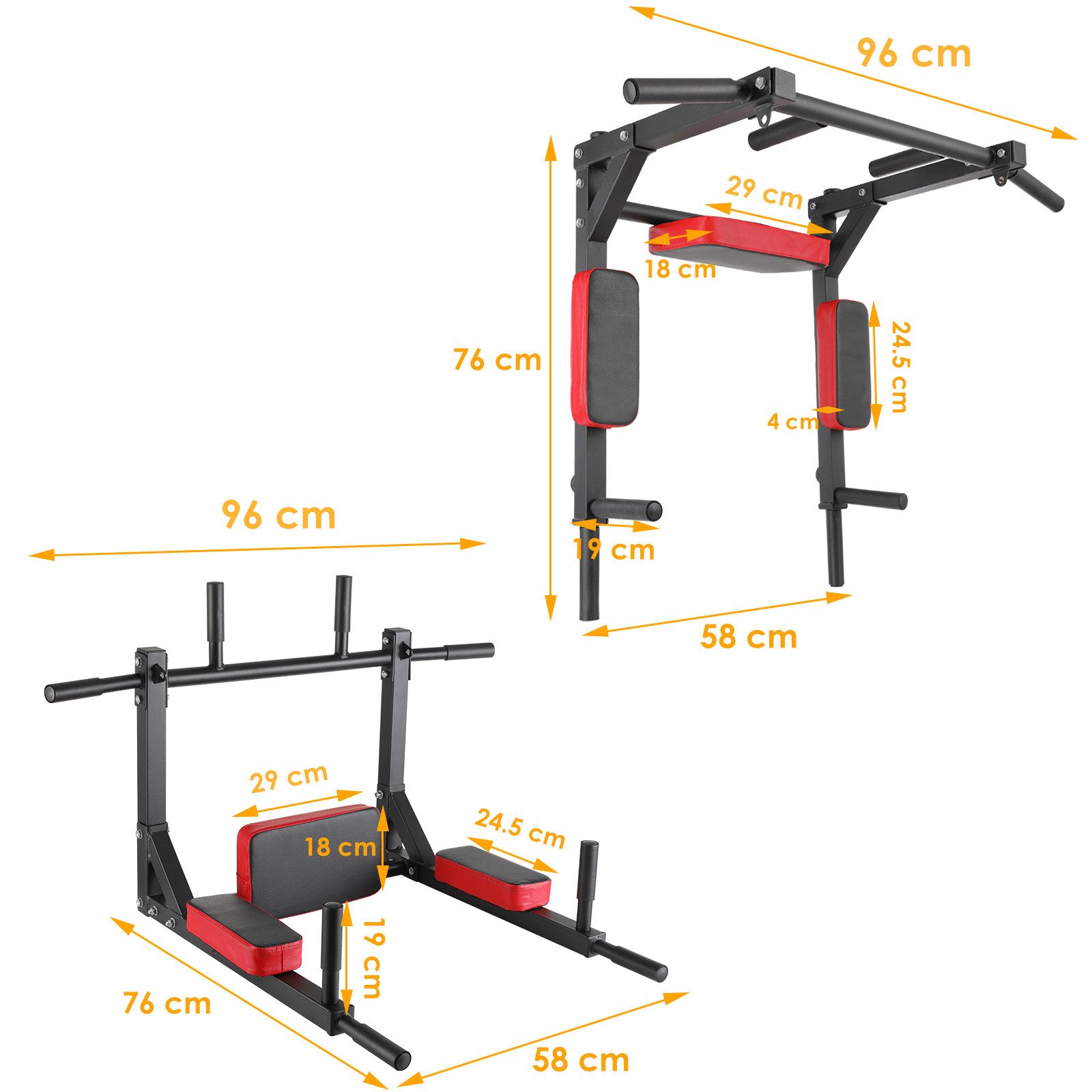 TLGREEN Klimmzugstange zur Wandmontage, Multifunktionale Pull-Up-Bar (Trainingsstange Dip-Station für das Training zu Hause), Power Tower Trainingsgewicht bis zu 200kg