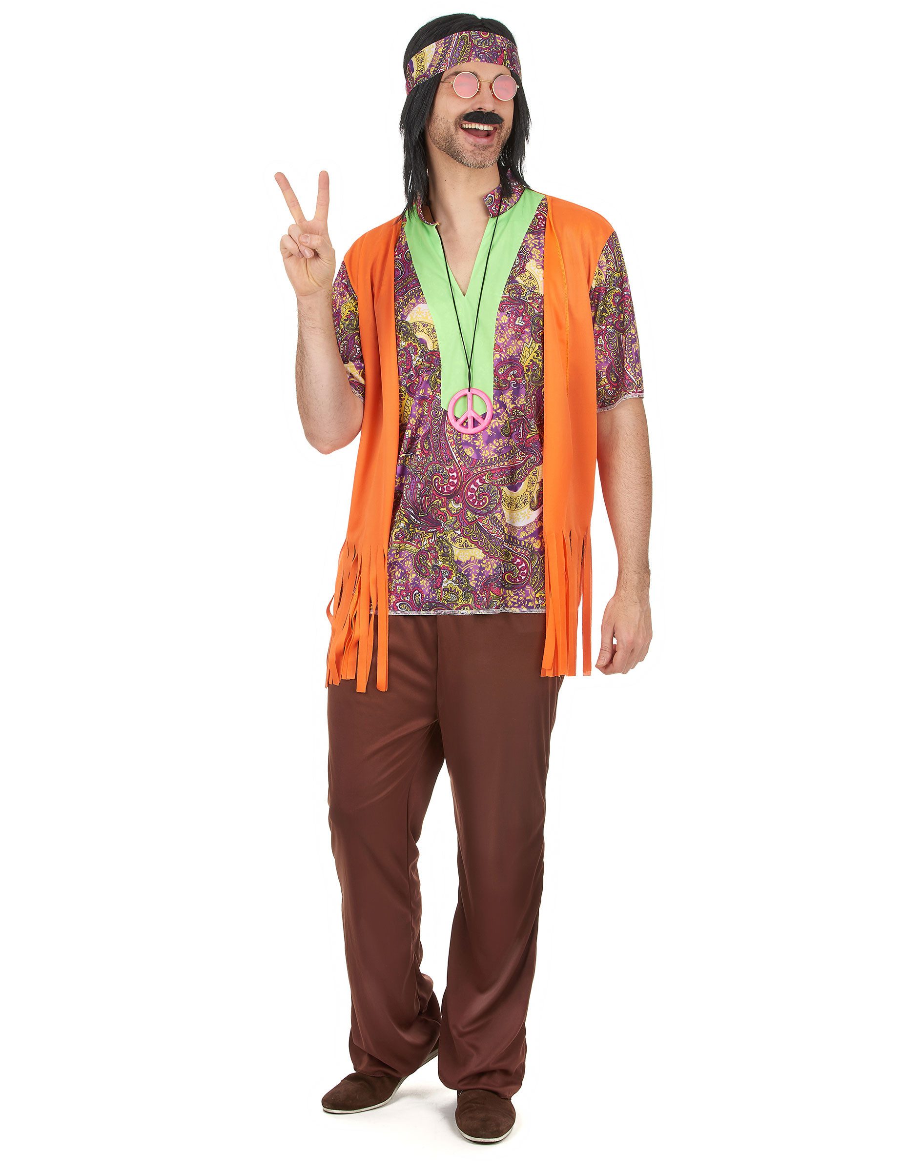 Kostüm Retro Hippie Herrenkostüm bunt