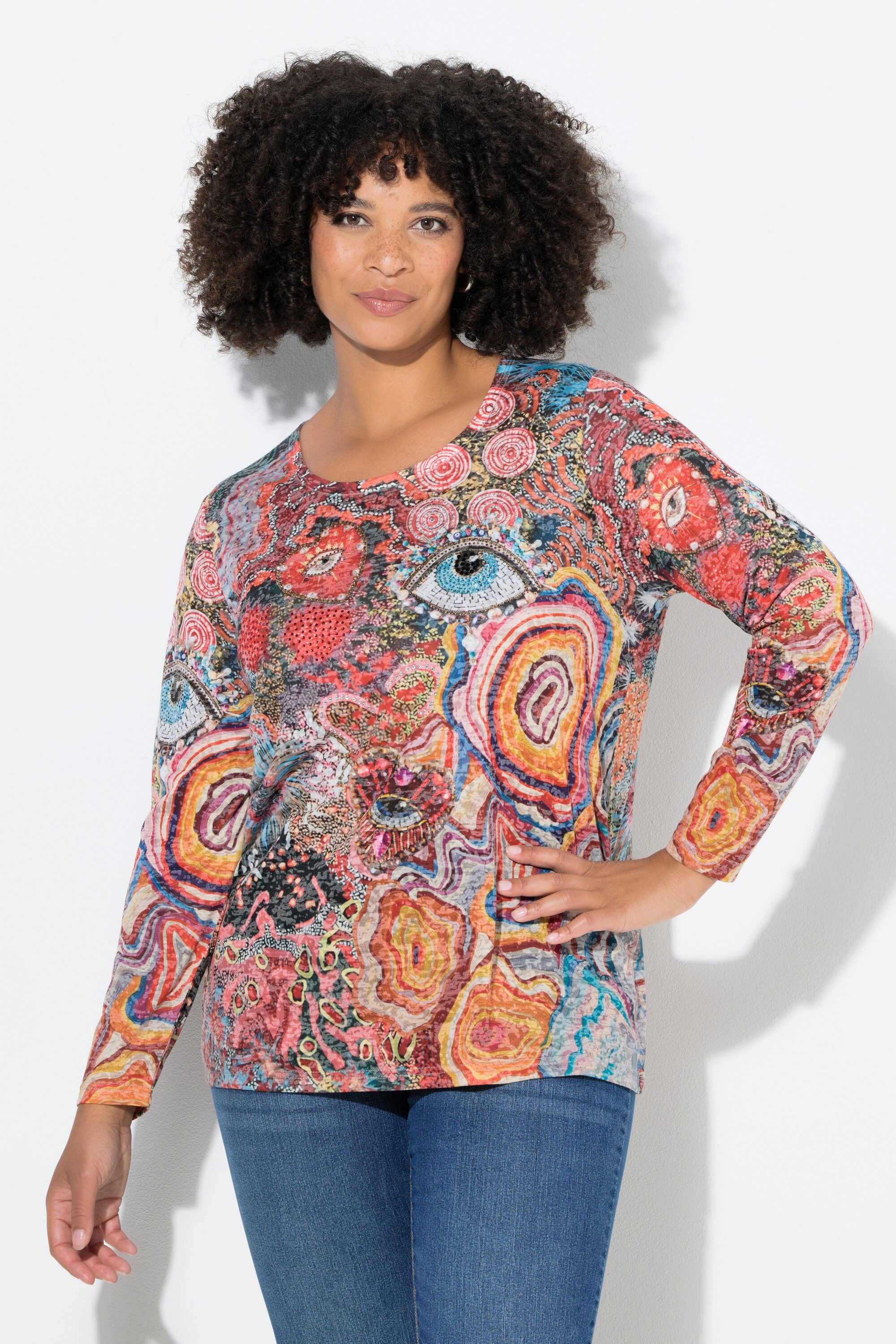 Angel of Style T-Shirt Langarmshirt Glitzersteinchen Patchprint günstig online kaufen