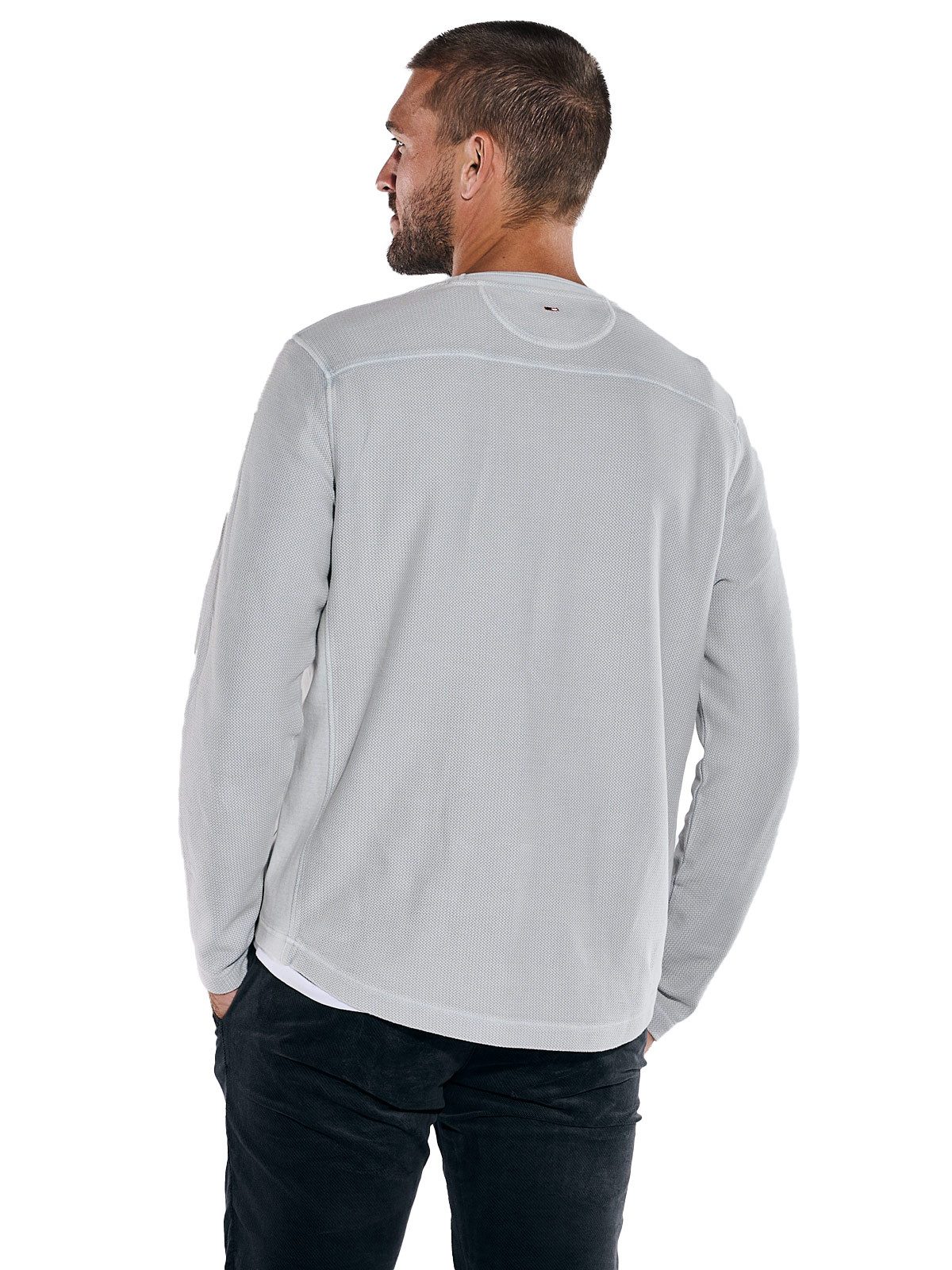 emilio adani Langarmshirt Herren Pullover strukturiert, Hellgrau