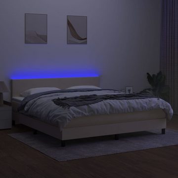 vidaXL Bettgestell Boxspringbett mit Matratze LED Creme 180x200 cm Stoff Bett Bettgestel