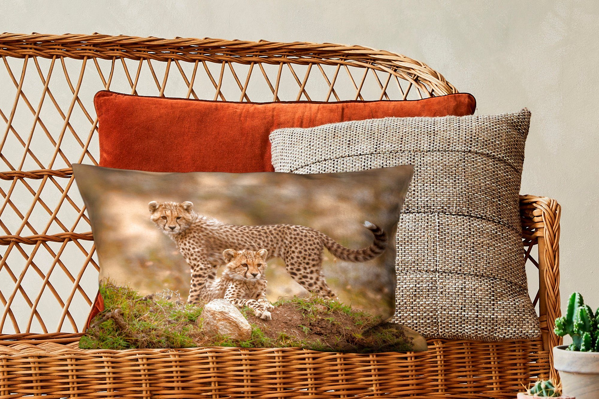 MuchoWow Dekokissen Leopard - Jungtier Natur, Dekoration, mit Wohzimmer Füllung, Schlafzimmer - Dekokissen Zierkissen