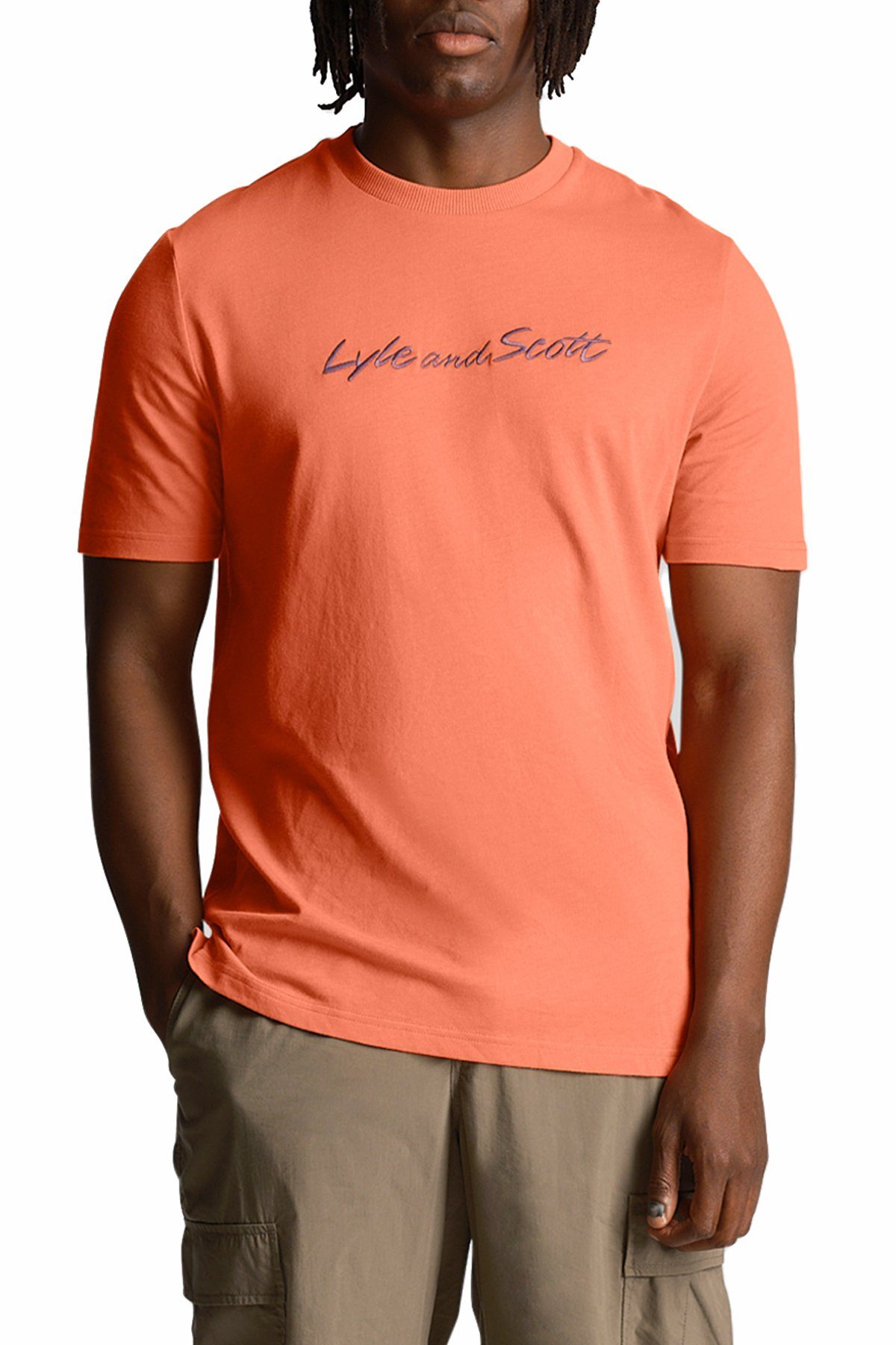 Lyle & Scott T-Shirt Mit Brustprint Pastellorange