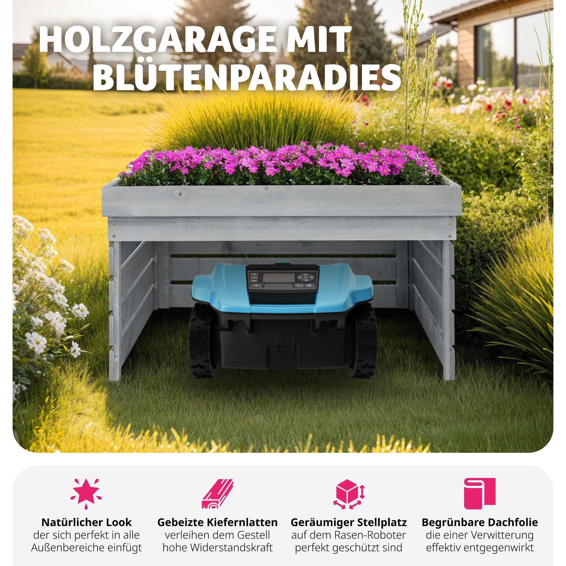 tectake Mähroboter-Garage Rasenmäher-R...