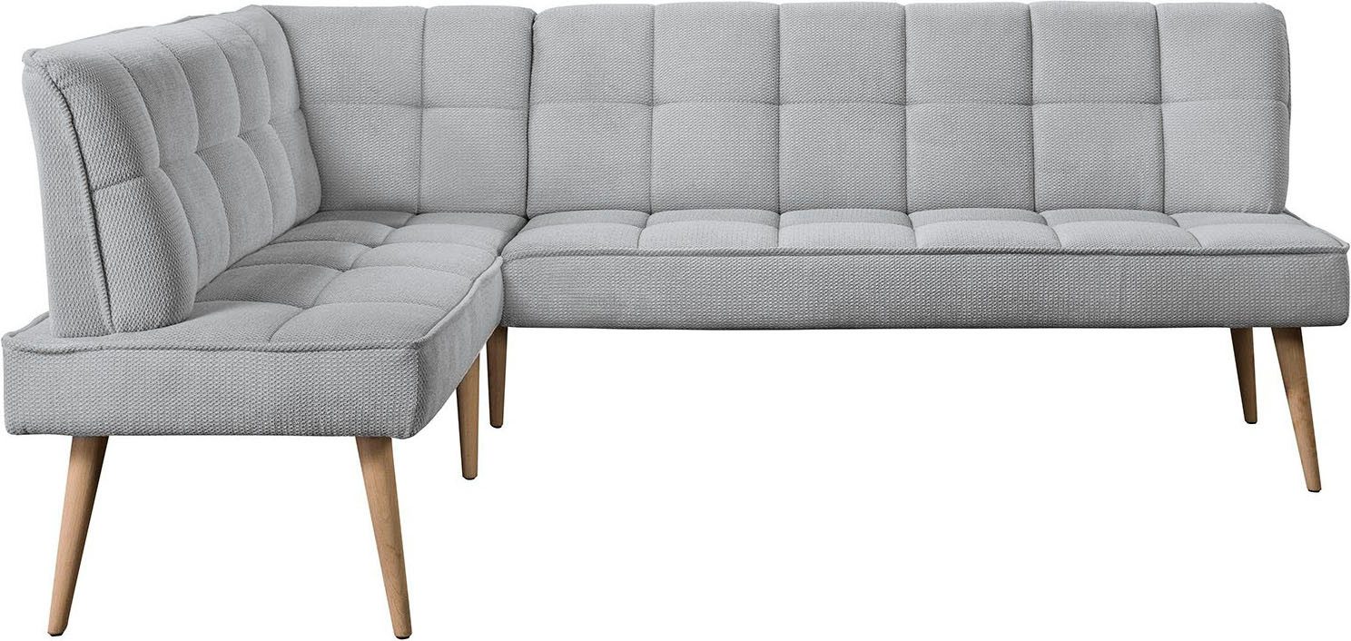 exxpo - sofa fashion Eckbank Latte, moderne Sitz- und Rückensteppung, bequem und elegant, hoher Holzfuß