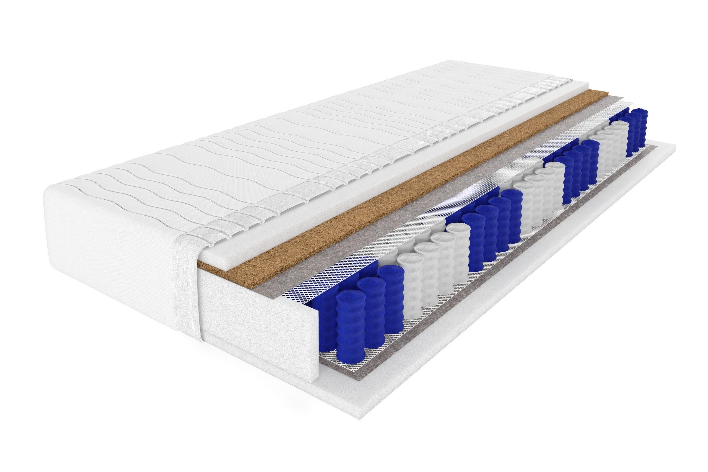 Taschenfederkernmatratze mit KOKOS 7-Zonen 20 cm hoch Härtegrad H4, Deine Möbel 24, 20 cm hoch, (Set, 1-tlg), 7 Zonen, Bezug waschbar, Punktelastisch, mit Kokosmatte