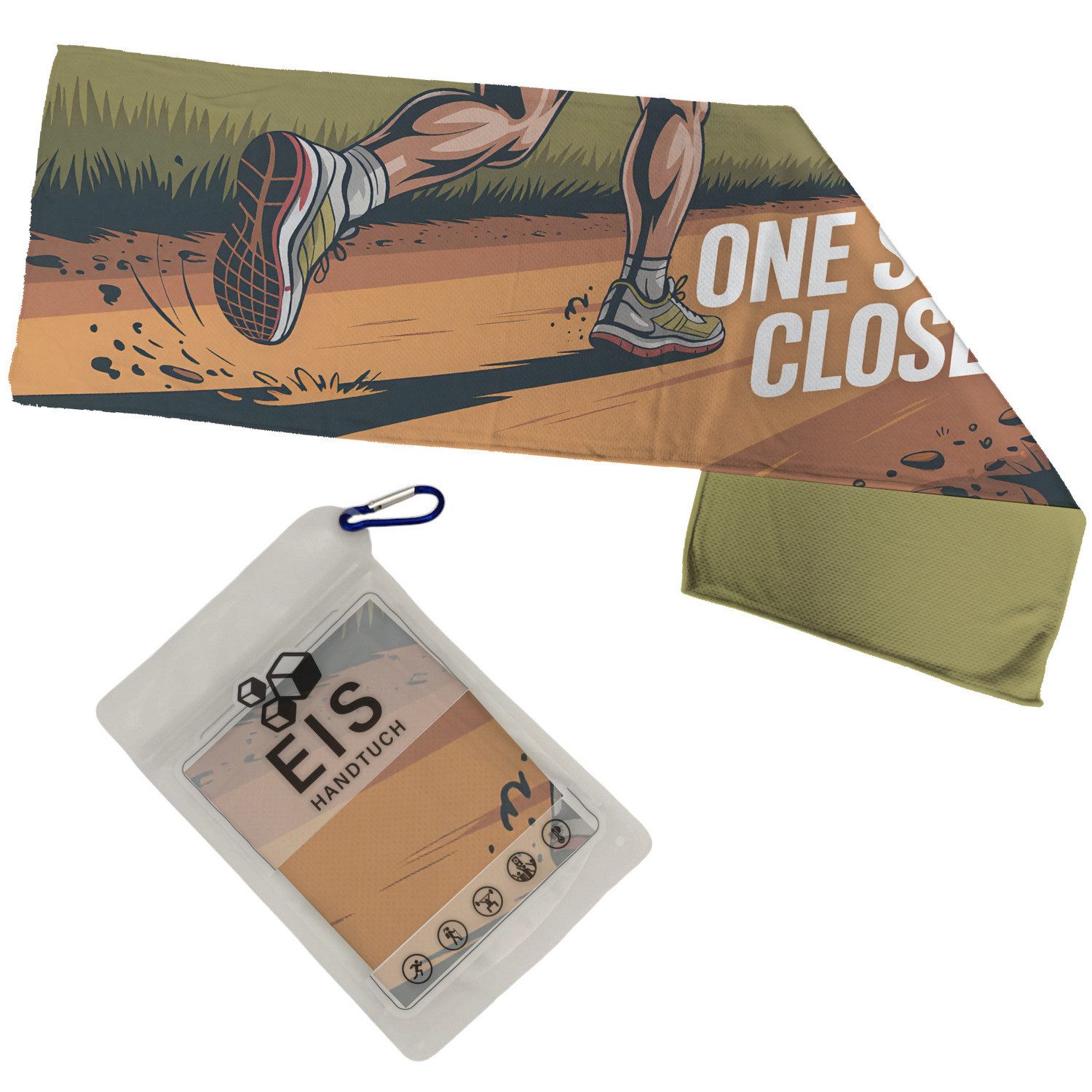 speecheese Sporthandtuch Fitness Eishandtuch XL mit Jogger - One step closer
