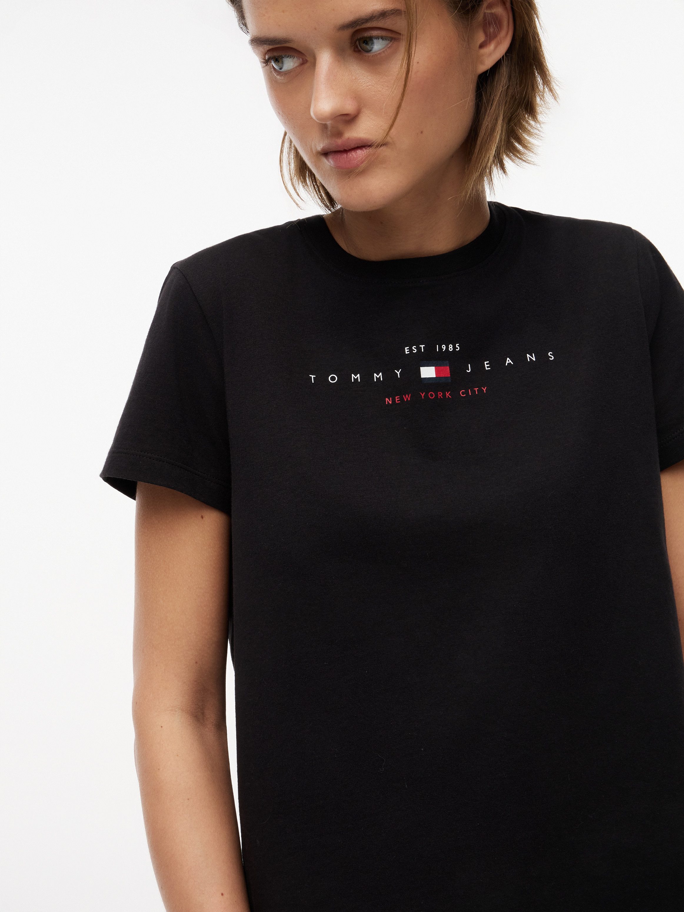 Tommy Jeans Kurzarmshirt TJW REG US LINEAR SS TEE Baumwollmischung, regular fit, Logo