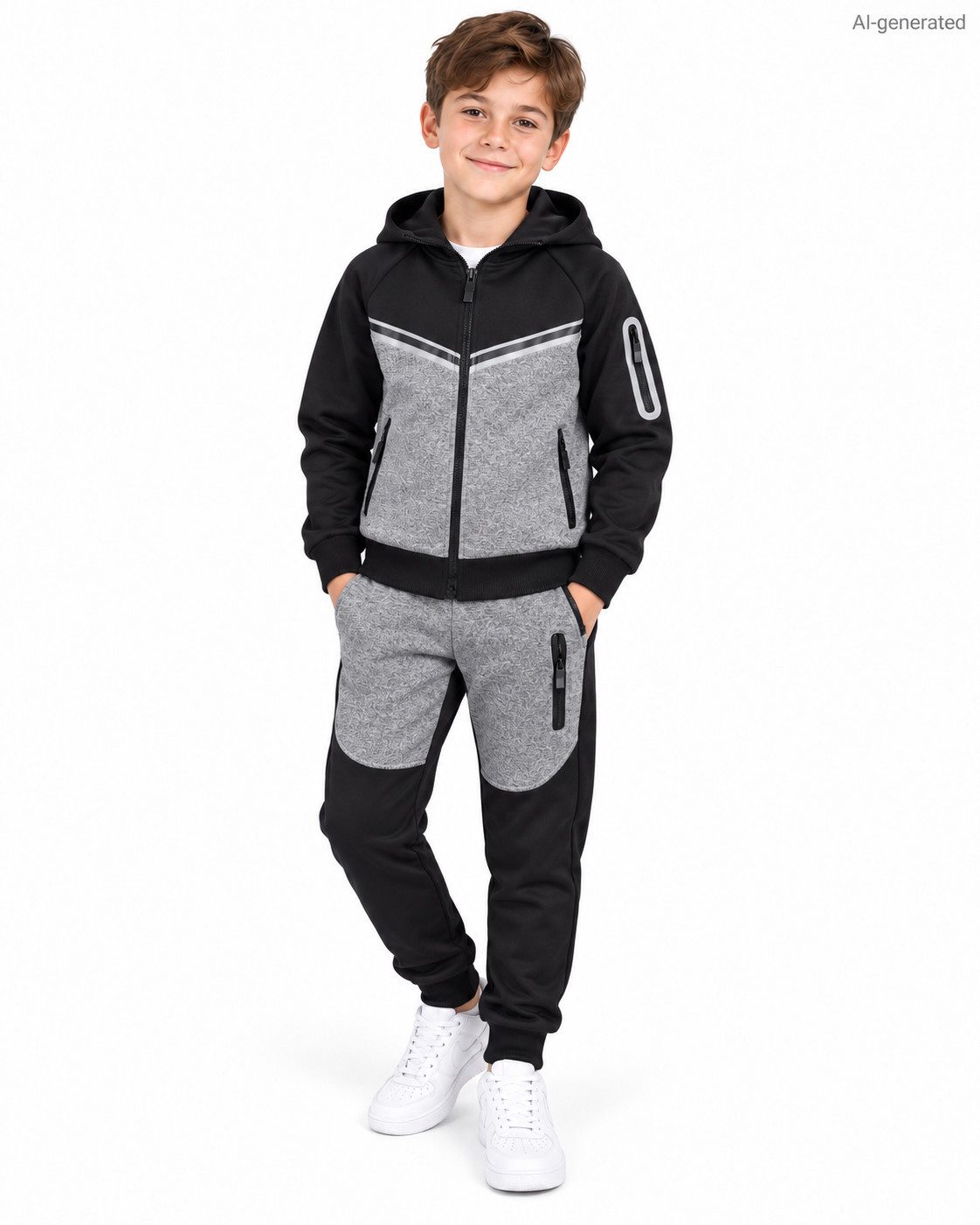 Fashion Boy Trainingsanzug Freizeitanzug 2-teilig – sportlicher Trainingsanzug mit Kapuze JF3668e (Set, Kapuzenjacke und passender Jogginghose)