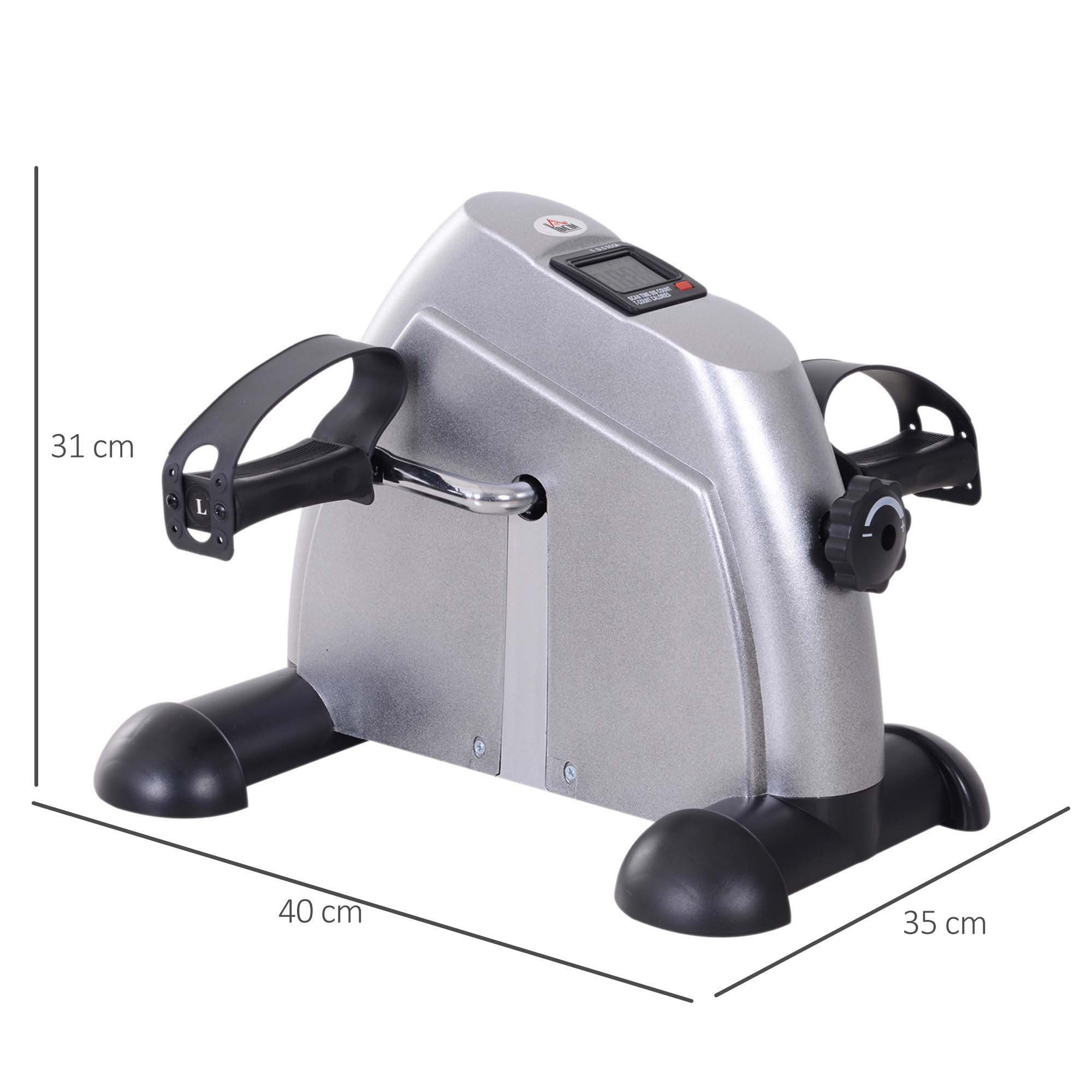 HOMCOM Heimtrainer Mini Bike mit LCD-Display (Trainingsrad, 1-tlg., Pedaltrainer), Silber 35 x 40 x 31 cm
