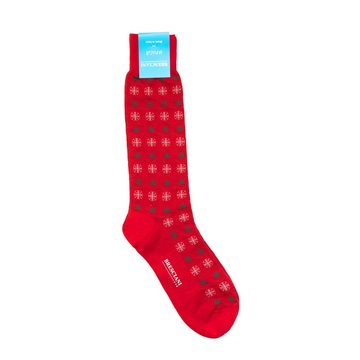 Bresciani Langsocken Weihnachtssocken (1 Paar) rot-grün-weiß, mit Weihnachtsmotiv, Made in Italy