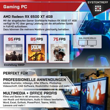 SYSTEMTREFF Basic Gaming-PC-Komplettsystem (24", AMD Ryzen 5 5600X, Radeon RX 6500 XT, 16 GB RAM, 512 GB SSD, Windows 11, WLAN)