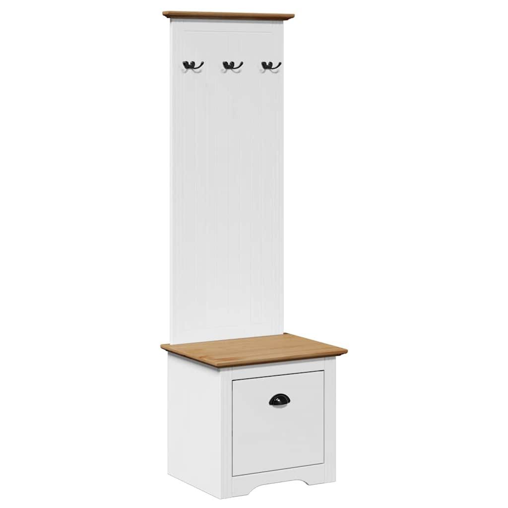 vidaXL Sitzbank Flurschrank mit Haken BODO Weiß und Braun 50x40x157 cm