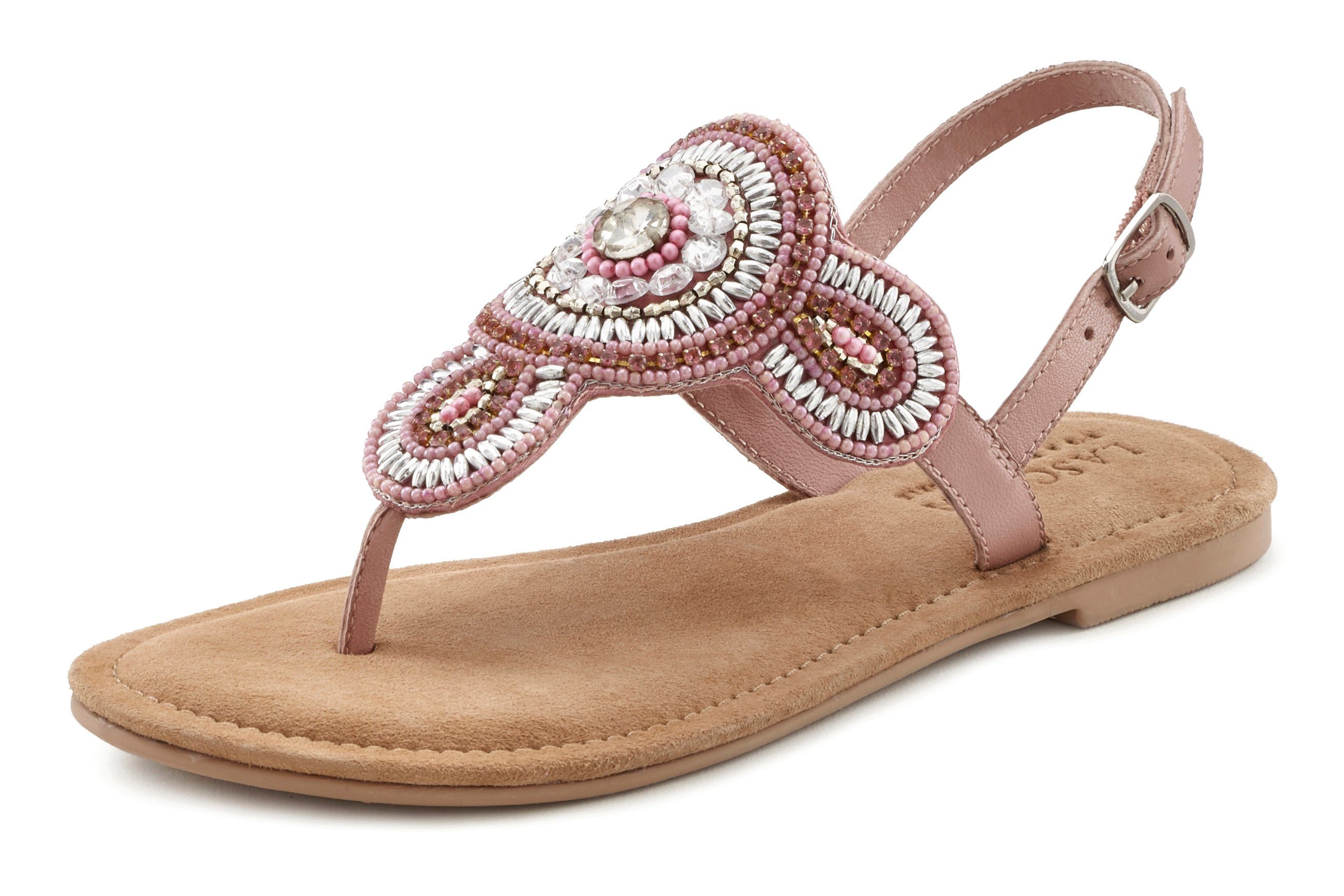 LASCANA Zehentrenner Sandale, Pantolette in Glitzer-Optik günstig online kaufen