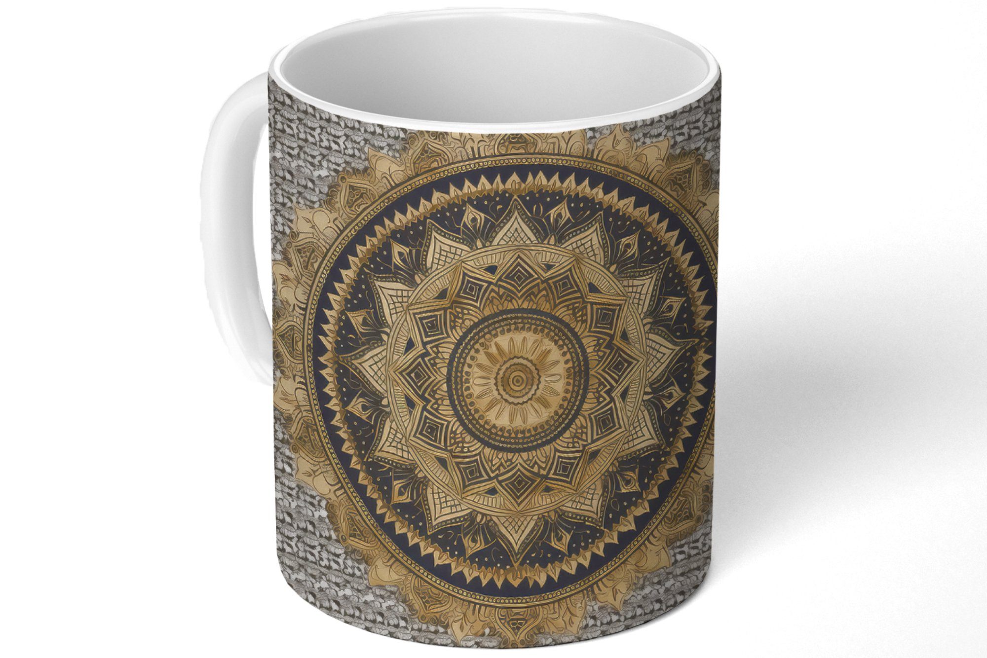 MuchoWow Tasse Mandala - - Bohème, - Geschenk Luxus Becher, - Kaffeetassen, Gold Blume Keramik, Teetasse, Teetasse