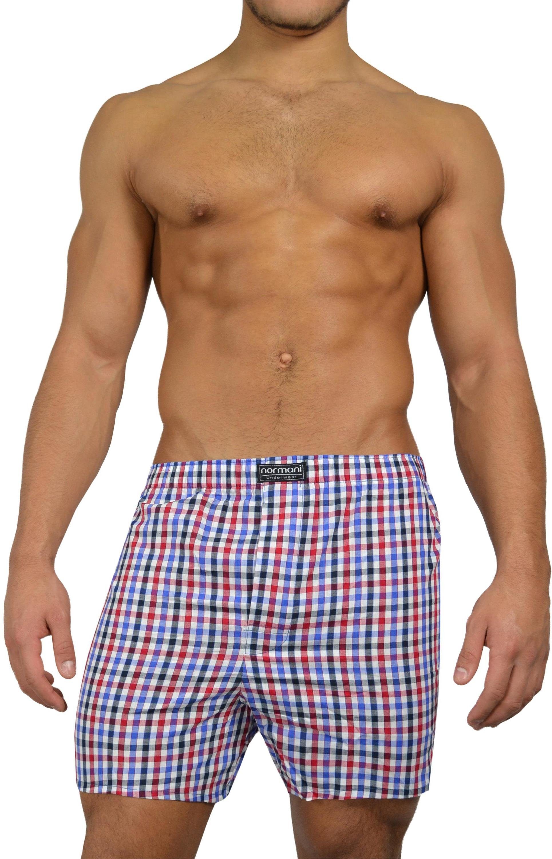 normani Herren Boxershorts Aus Baumwolle Web 3 Boxershorts Stück Blau/Rot atmungsaktiver