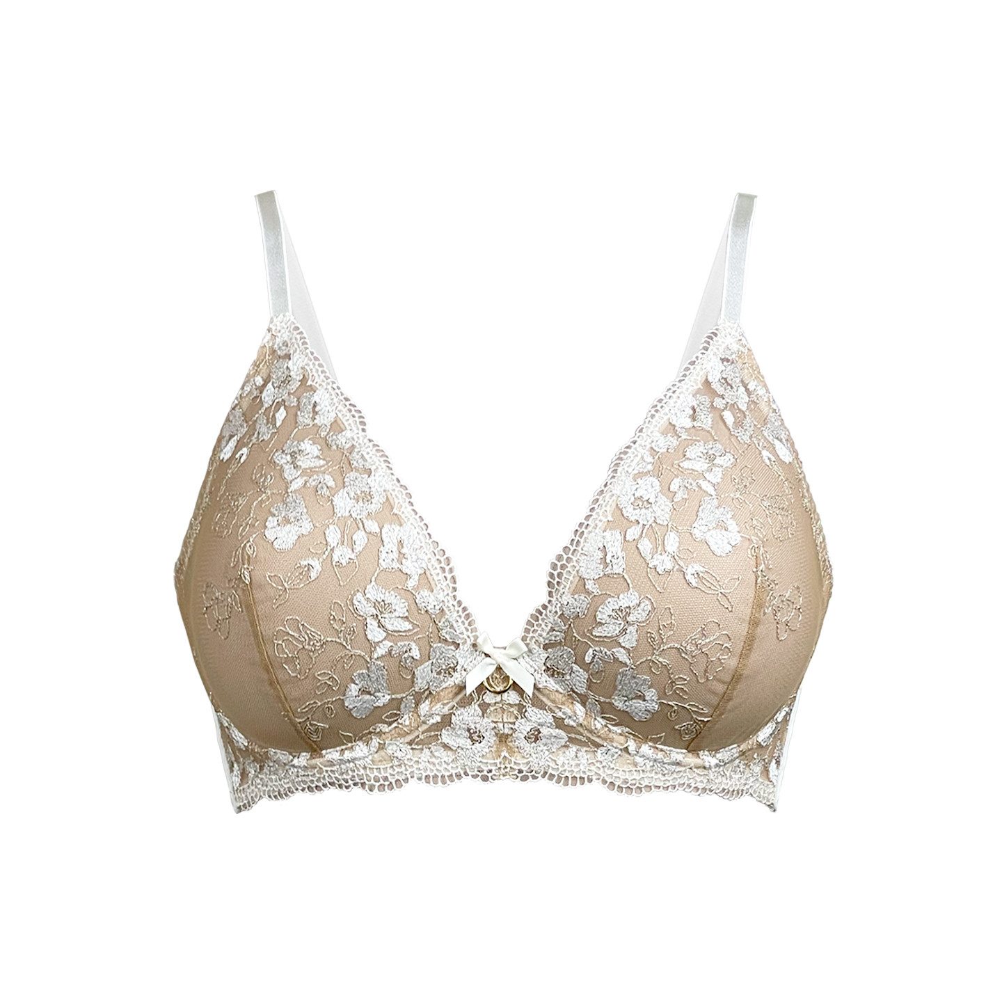La Muel Lingerie Bügel-BH deep Plinge, sinnlicher Stickerei, goldene Akzente, Cup C-I Hochzeitsdessous