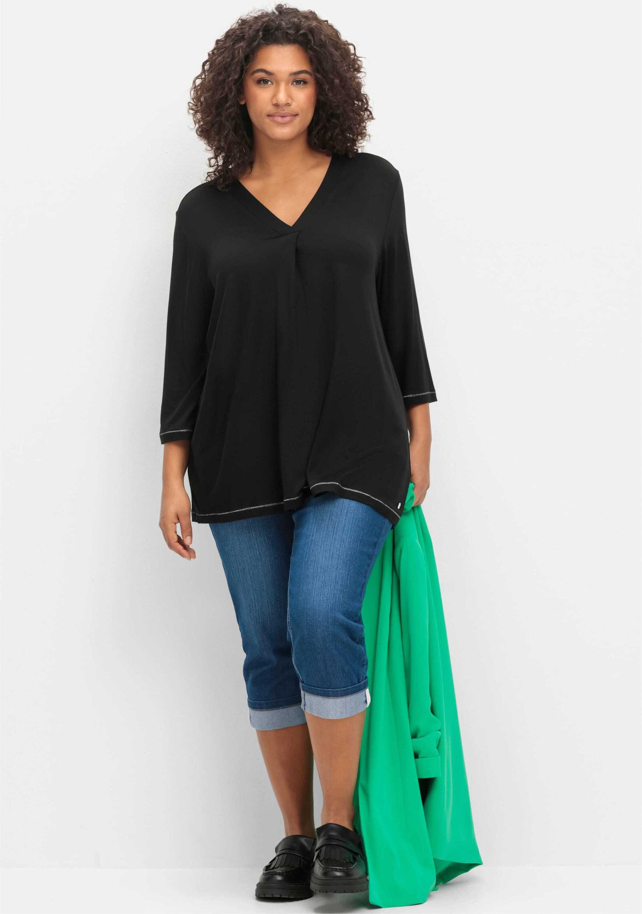 Sheego T-Shirt 3/4-Arm-Shirt 3/4-Arm in leichter A-Linie