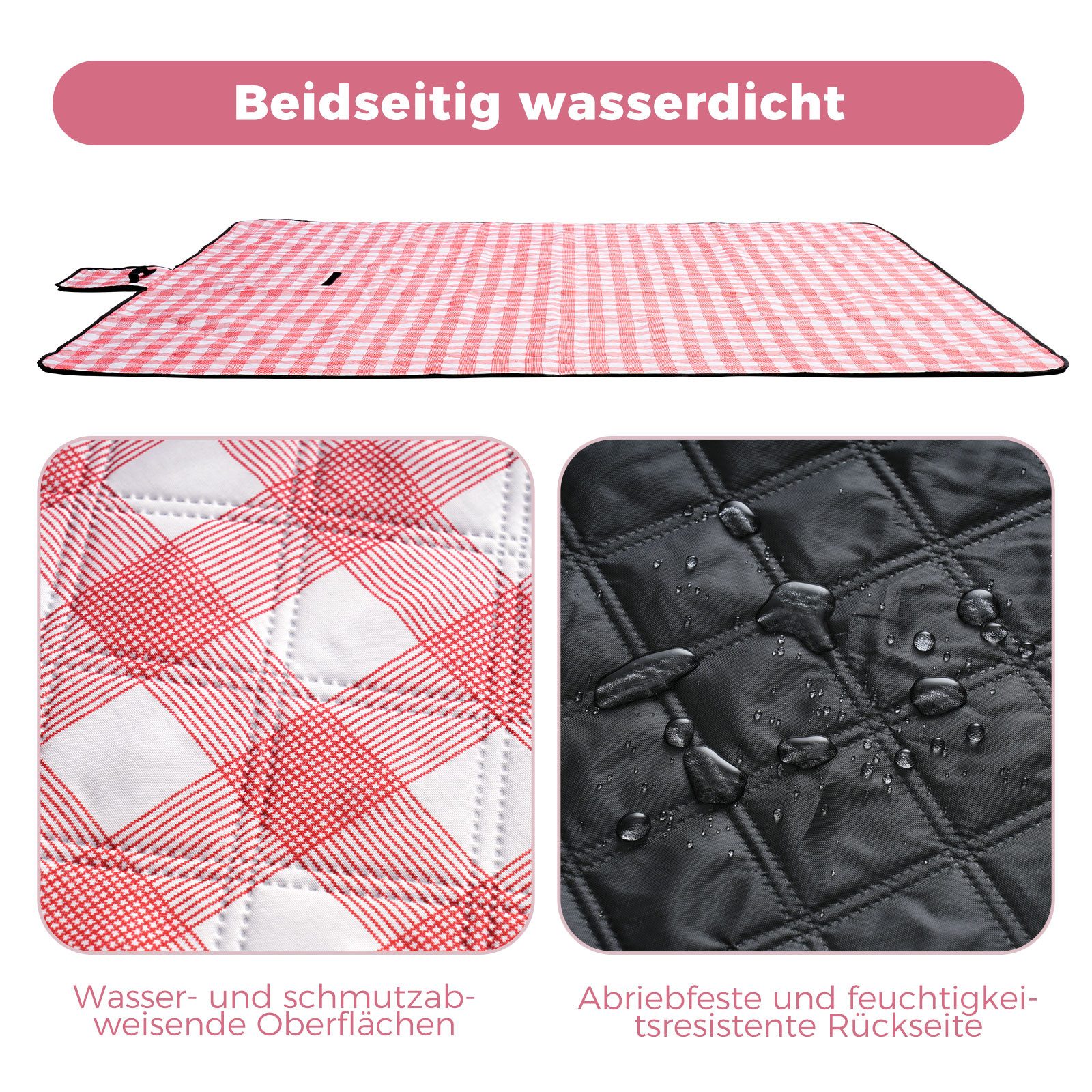 Picknickdecke Wasserdicht Groß Faltbar Strandmatte Campingdecke, Oak&Tea, Wasserdichte Picknickdecke, faltbar, leicht, Outdoor, Strand, Camping – Bild 5 von 5