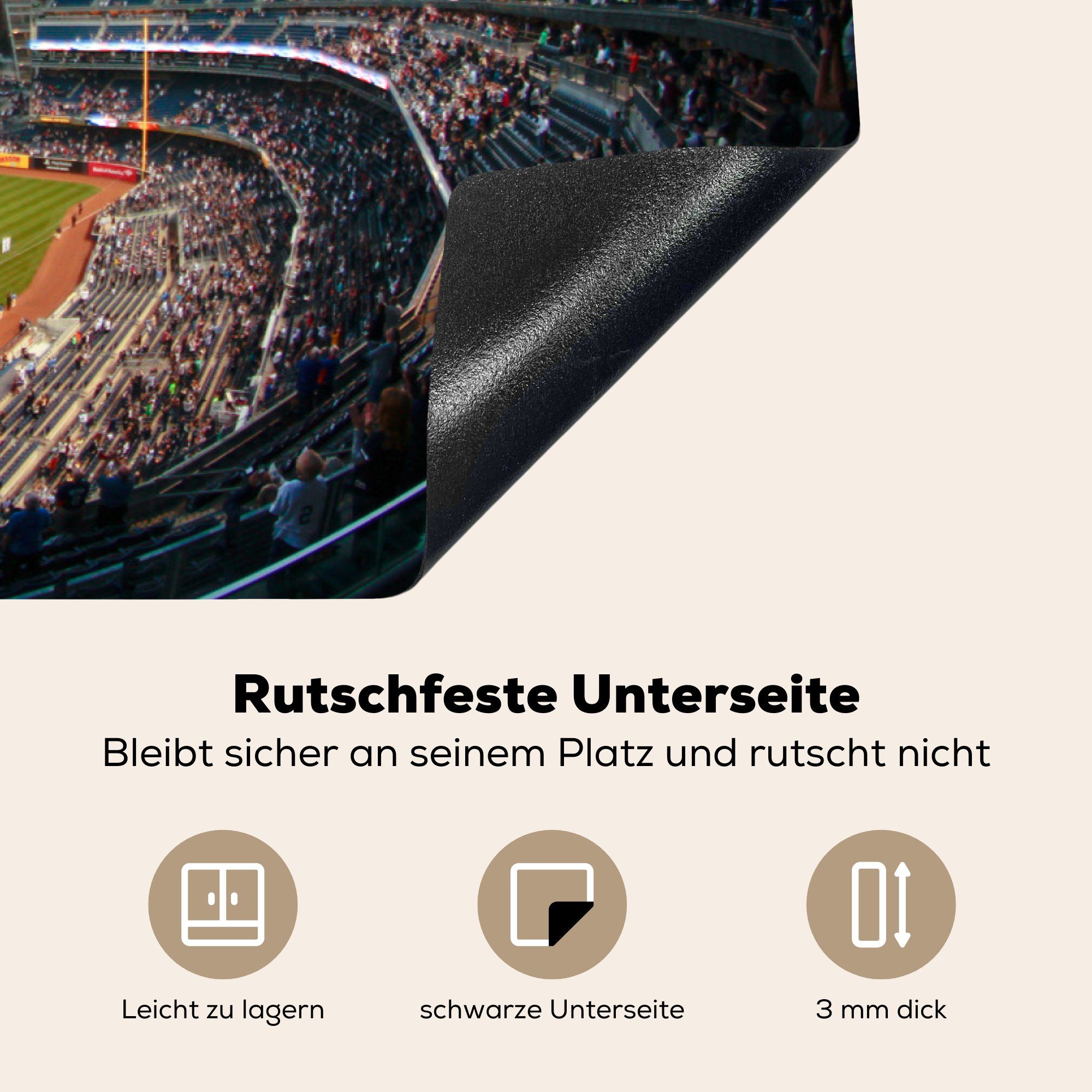 Ceranfeldabdeckung für MuchoWow Amerika - 81x52 die tlg), Stadion Schutz (1 Herdblende-/Abdeckplatte küche, - Vinyl, Baseball, Induktionskochfeld cm,