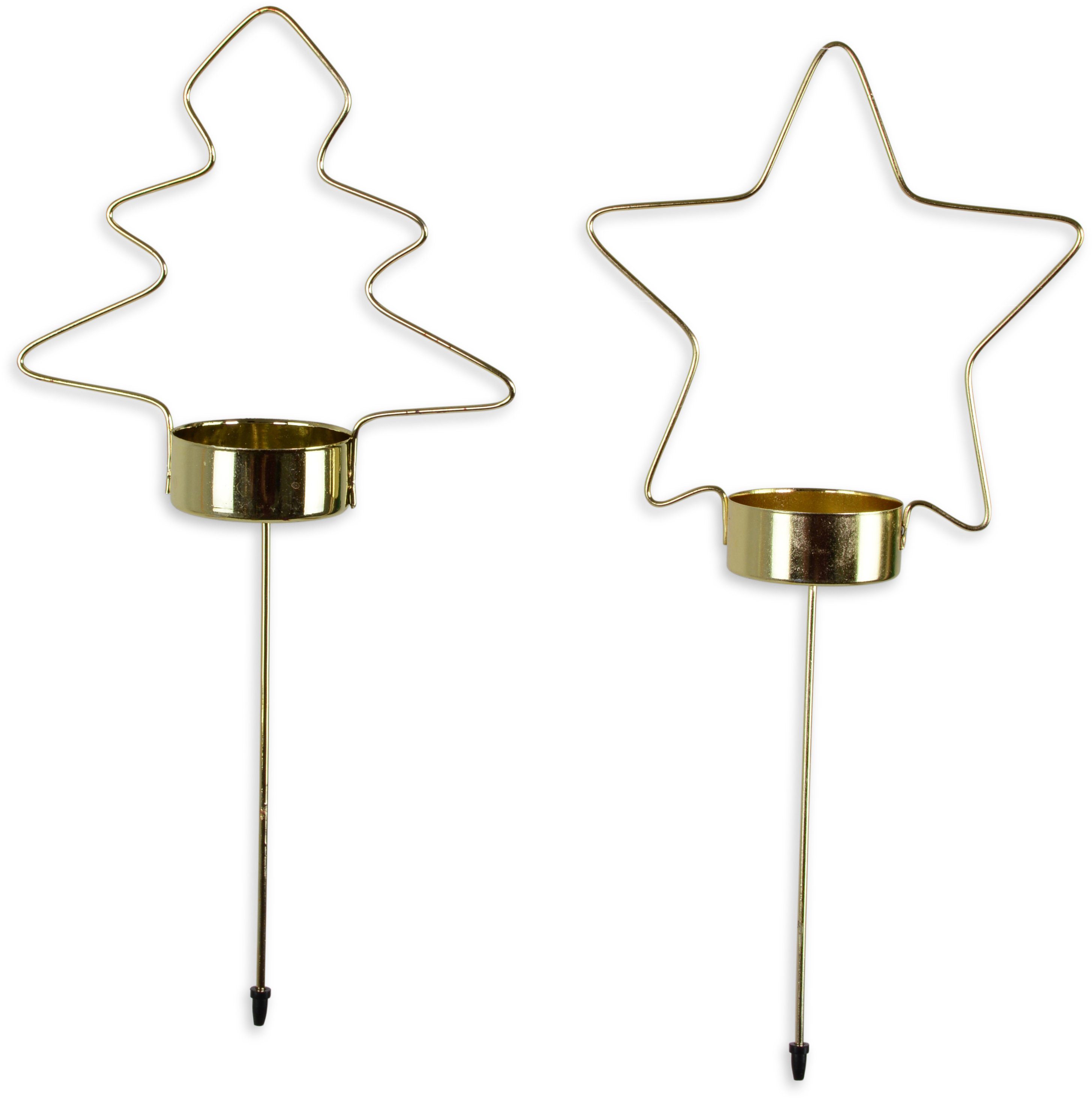 RIFFELMACHER & WEINBERGER Teelichthalter Weihnachtsdeko Metall aus aus St., Bäumen), (Set, Adventsstecker 8 und Sternen