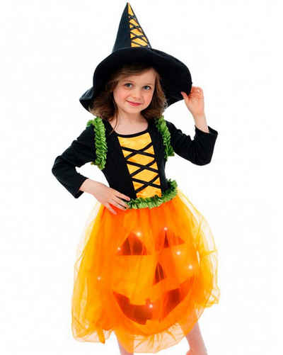 CHAKS Hexen-Kostüm 'Pumpkin' für Mädchen - mit LED Lichtern