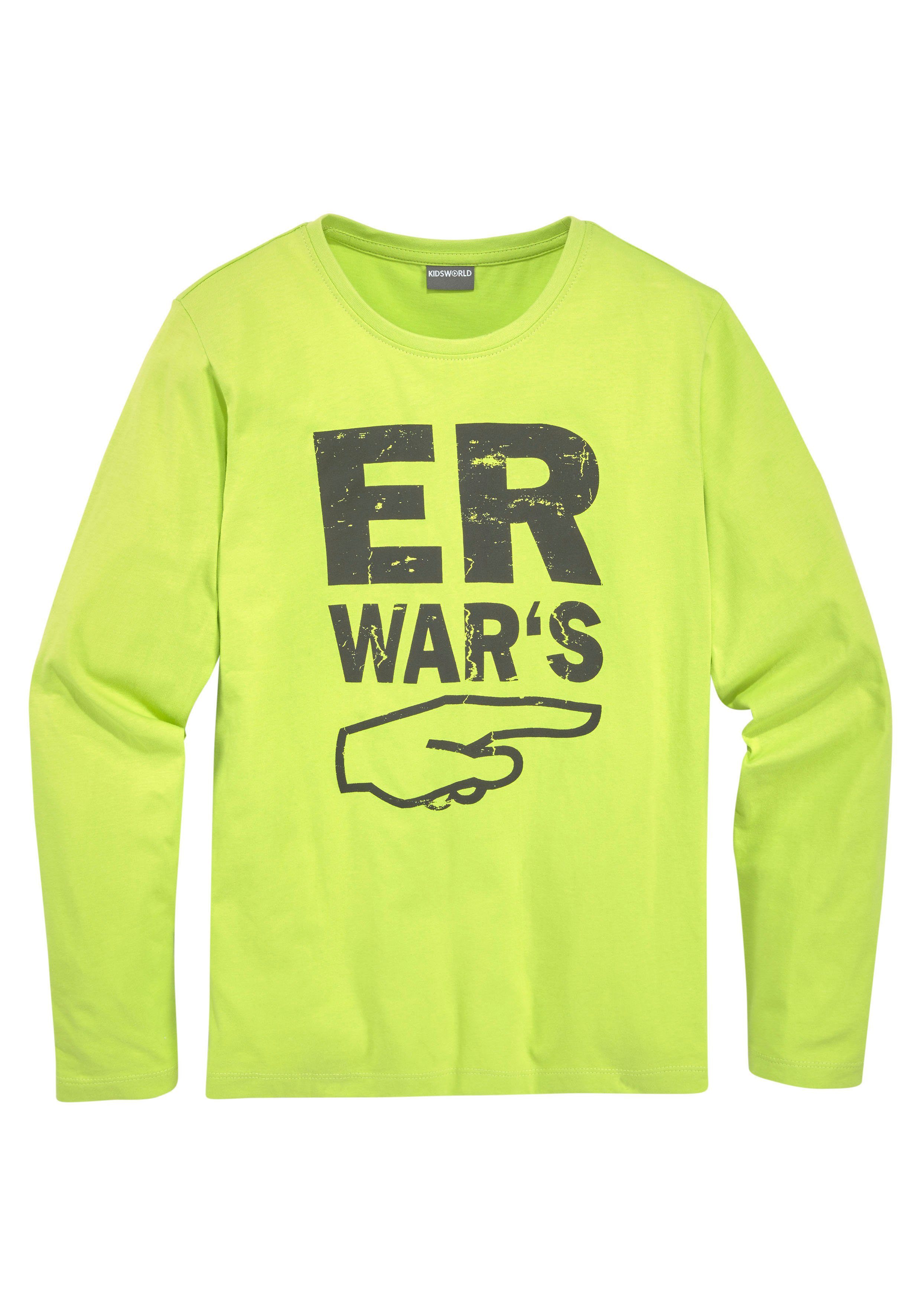 KIDSWORLD Langarmshirt ER Sprücheshirt WAR`S