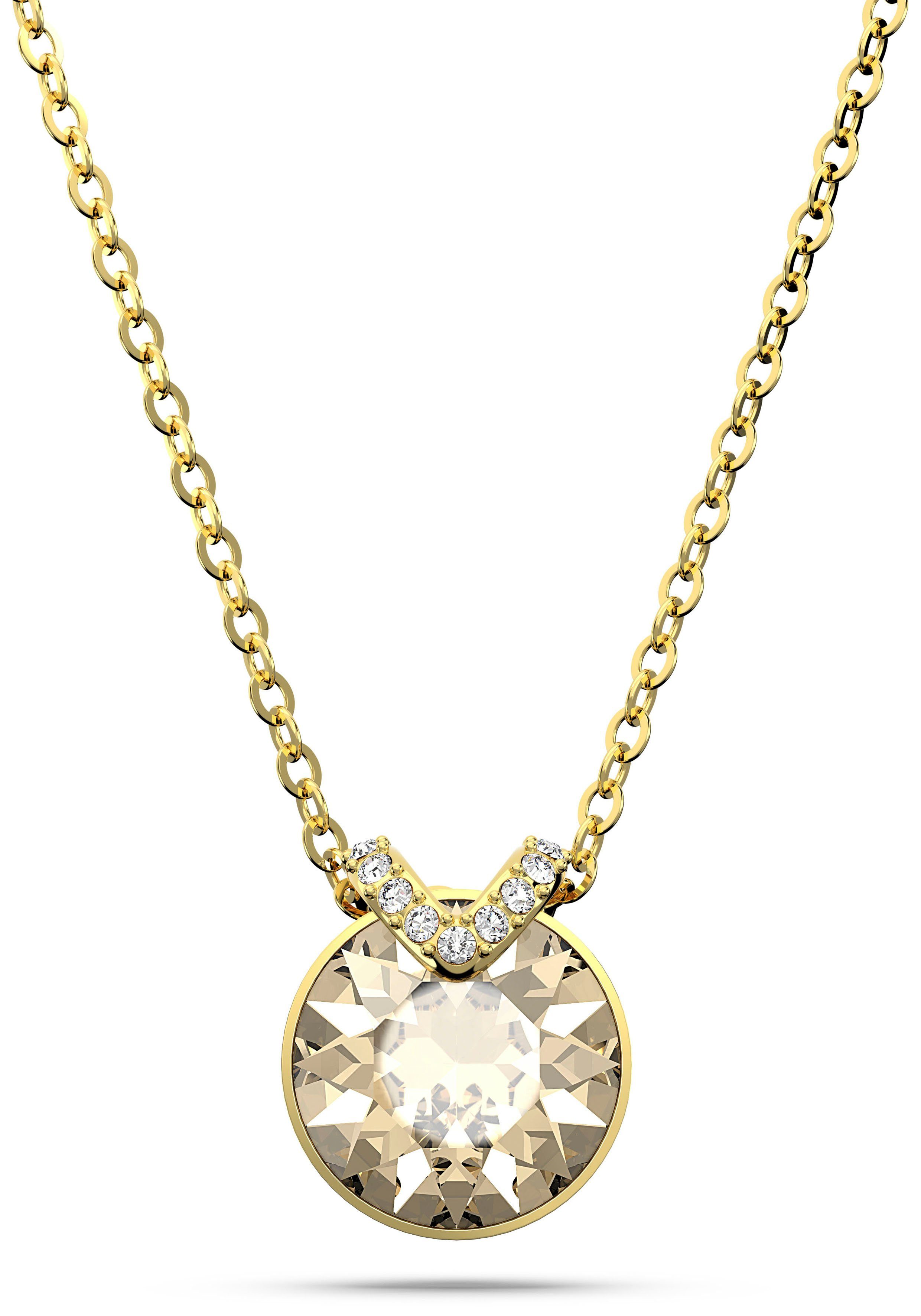 Swarovski Kette mit Anhänger Bella, Rundschliff, 5662088, 5662091, mit Swarovski® Kristall gelbgoldfarben-goldfarben