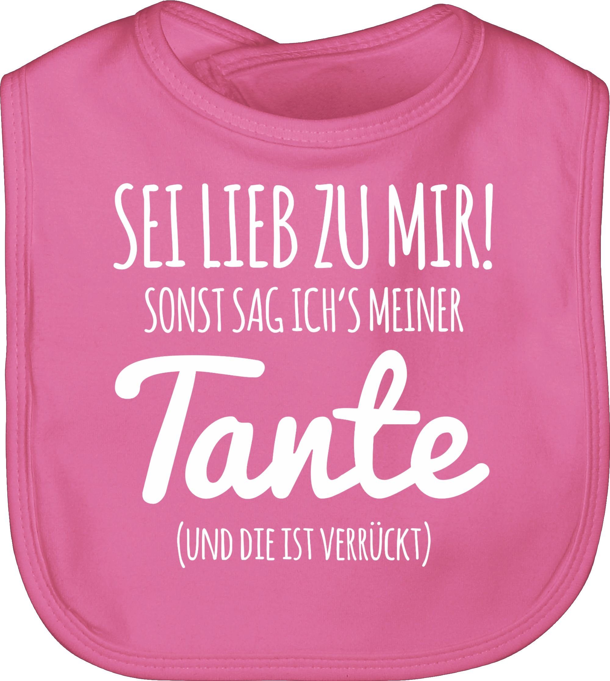 Shirtracer Lätzchen Tante Spruch - Sei lieb zu mir sonst sag ichs meiner Tante, Tante 2 Pink | Lätzchen
