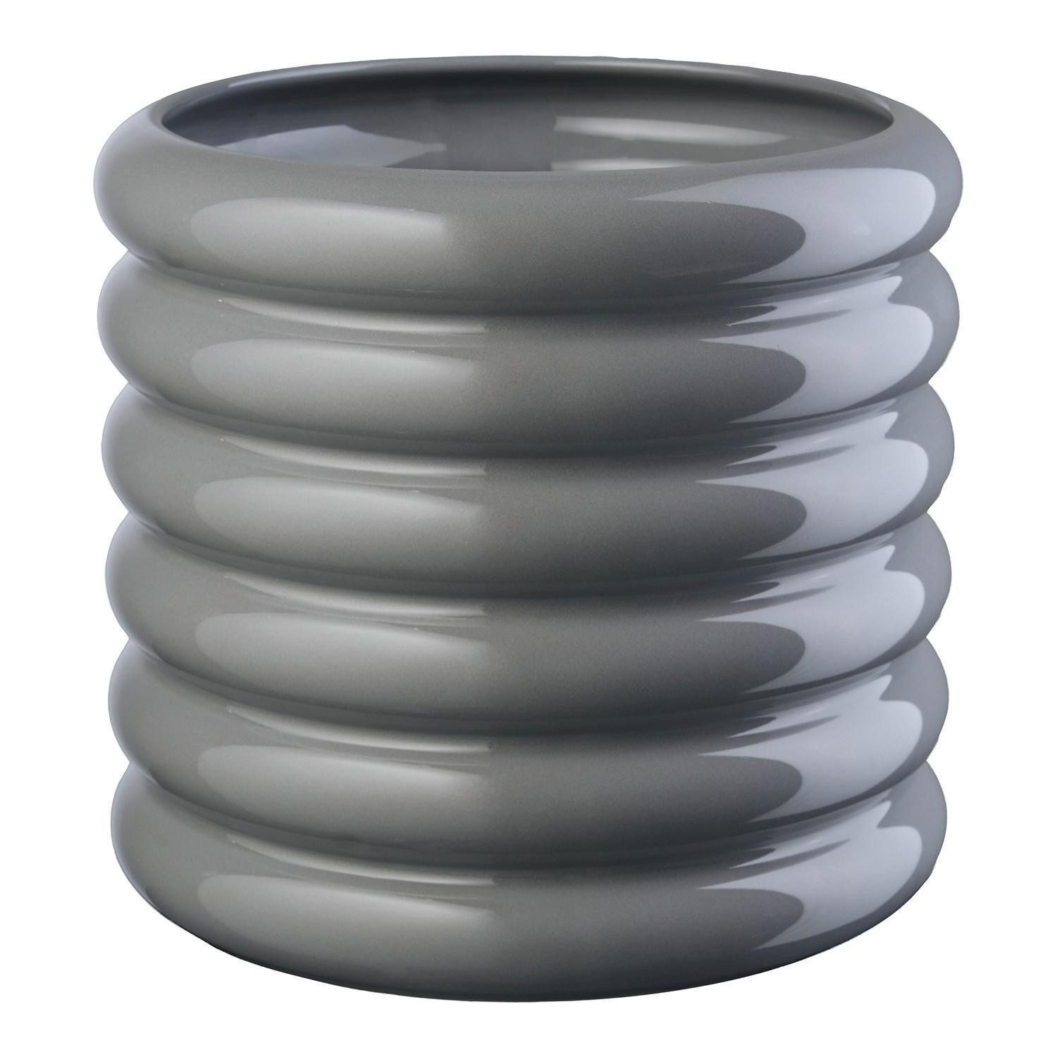 ASA SELECTION Übertopf LOOPY, 21,5 x 23 cm, Grau, spülmaschinengeeignet, Steingut, glänzend