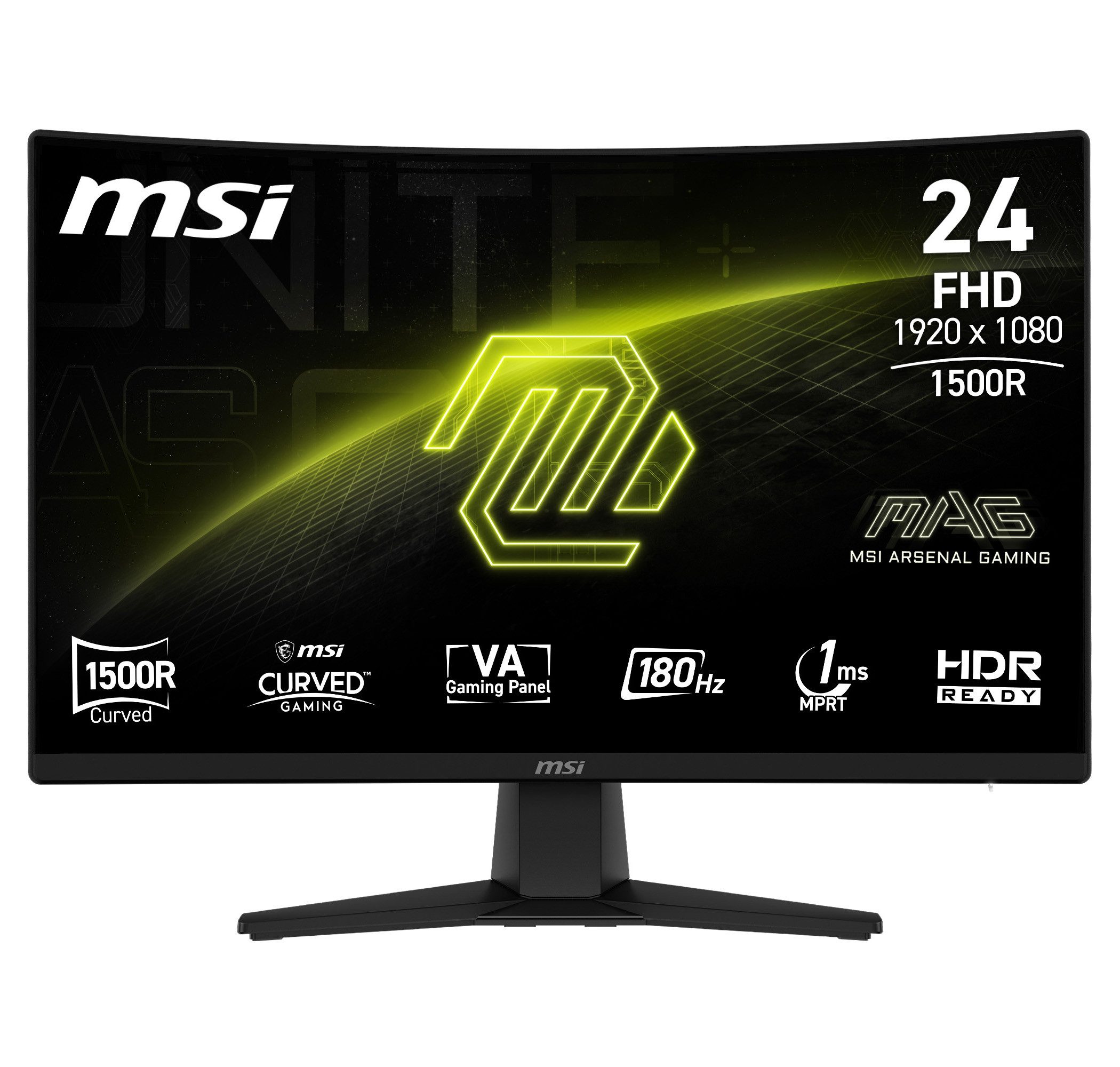 MSI MAG 242C Gaming-Monitor (59,9 cm/24 ", 1920 x 1080 px, Full HD, 1 ms Reaktionszeit, 180 Hz, VA LED, neigbar)